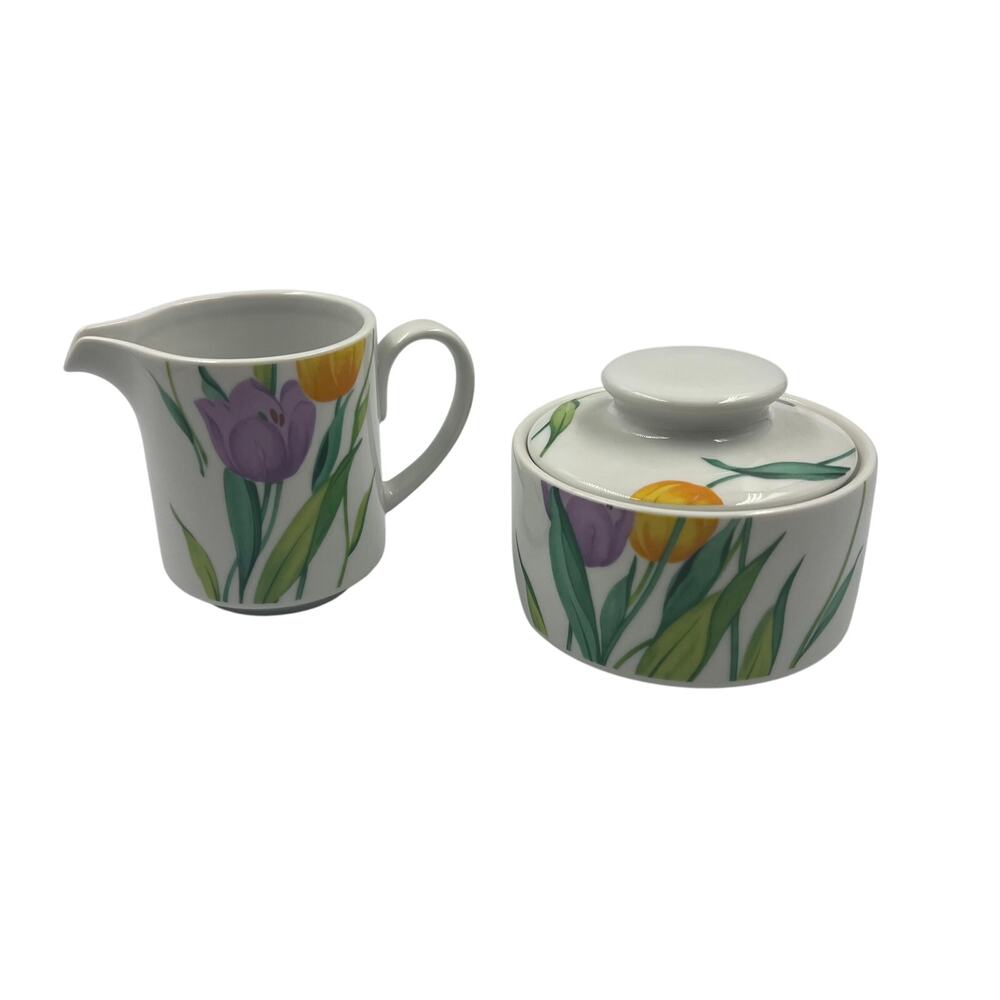 Vintage Studio Nova Flourish Floral Sugar Dish Creamer Pitcher Tea Set Y0228